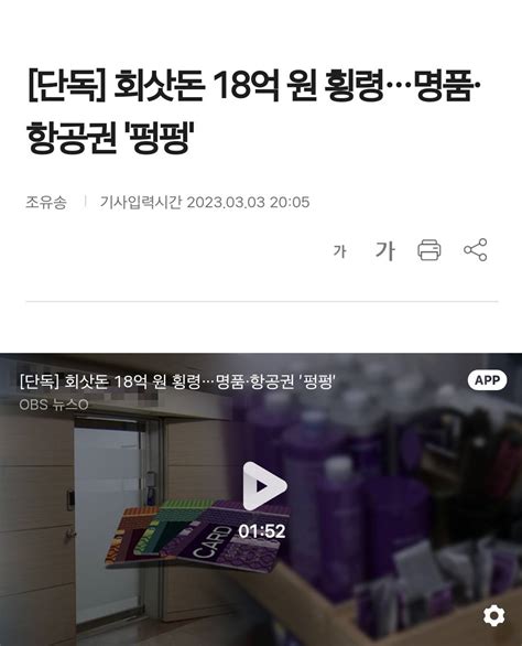 단독 회삿돈 18억 원 횡령명품·항공권 펑펑 인스티즈instiz 인티포털 카테고리