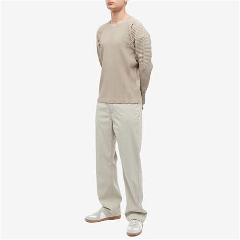 Homme Pliss Issey Miyake Pleated Long Sleeve Top Sand Beige End Kr