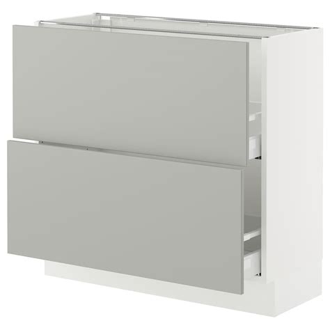 Sektion Maximera Base Cabinet With 2 Drawers Whitehavstorp Light Gray 91x37x76 Cm 36x15x30