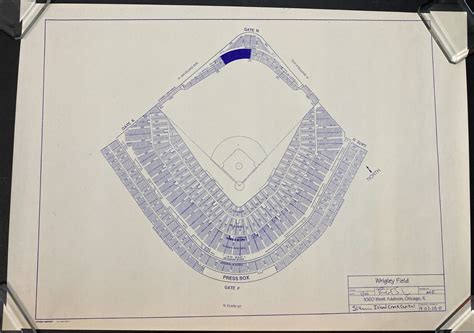 Wrigley Field Stadium Seating Chart Blueprint Art Chicago Cubs Poster 24 X 18 4644617168