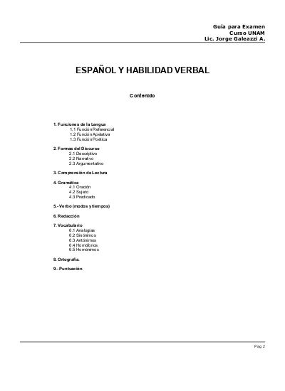 1 Funciones De La Lengua Guía Unam 1 Español