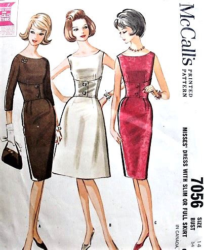 1960s CHIC Corset Style Slim Or Full Skirt Cocktail Party Dress Pattern