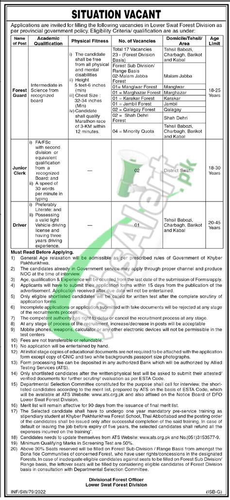 Forest Department Jobs 2022 In Pakistan Punjab Sindh Kpk Balochistan