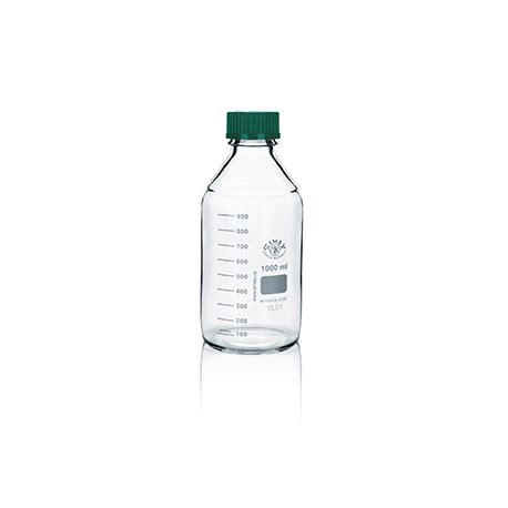 Frasco ISO Simax con tapón y anillo verde 1000ml