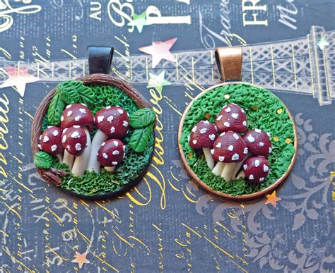 Mushroom Toadstool Polymer Clay Pendant By LilGrasshopperDesign On Etsy