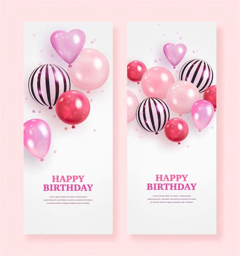 Premium Vector | Happy birthday vertical banners with realistic balloons