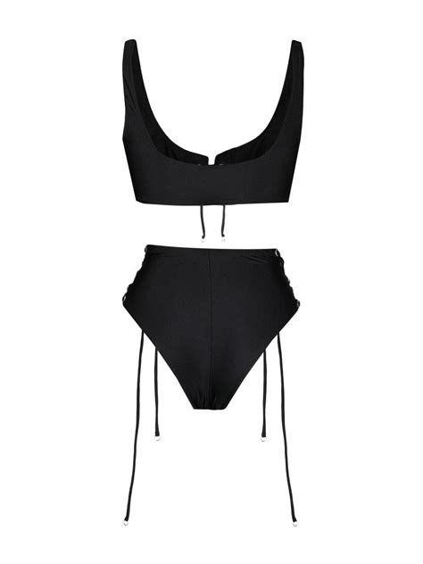 Noire Swimwear Lattice Strap Bikini Set Black Farfetch