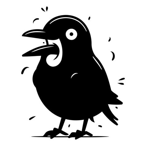 Premium Vector Cute Black Crow Isolated On White Background Vector