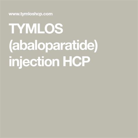 TYMLOS (abaloparatide) injection HCP | Osteoporosis treatment, Hereditary disorders, Radiation ...