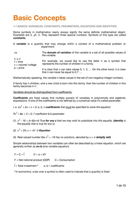 Unit 1 Basic Concepts Basic Concepts 1 Basics Variables Constants