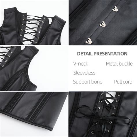 Men Corset Vest Medieval Waistcoat Lace Up Bones Waist Trainer All Black Stage Ebay