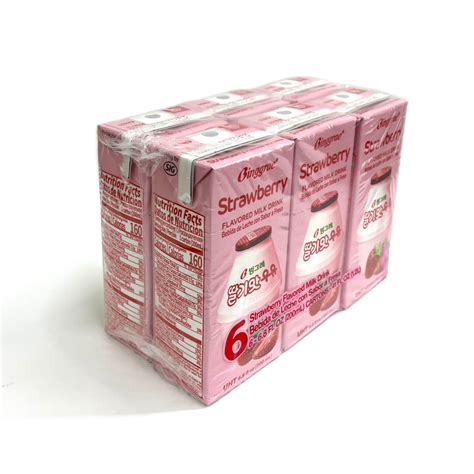 Binggrae Strawberry Flavored Milk Drink 빙그레 딸기맛 우유 6pk