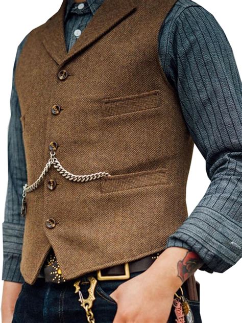 Qazxs Chaleco De Traje Para Hombre Chaleco De Negocios De Tweed De Lana