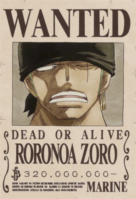 Image Roronoa Zoros Current Wanted Posterpng One Piece Wiki