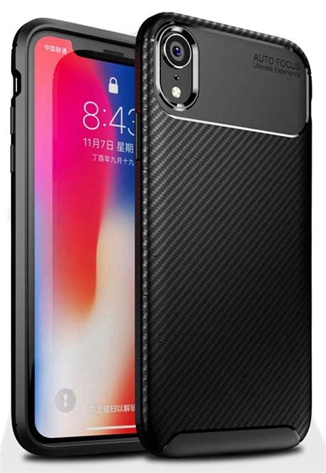 Case For Iphone Xr Nakedcellphone Black Carbon Fiber Flexible Tpu