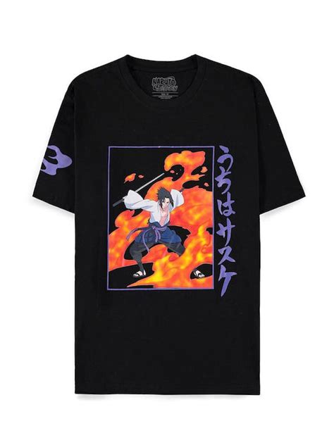 Difuzed Naruto Shippuden Sasuke Flame T Shirt σε Μαύρο χρώμα Skroutzgr