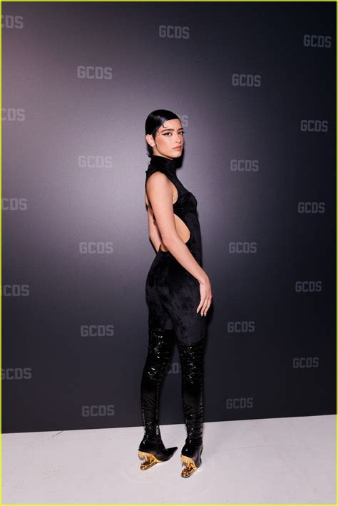 Dua Lipa Dares to Bare in Sheer Black Jumpsuit for GCDS' Milan Fashion ...