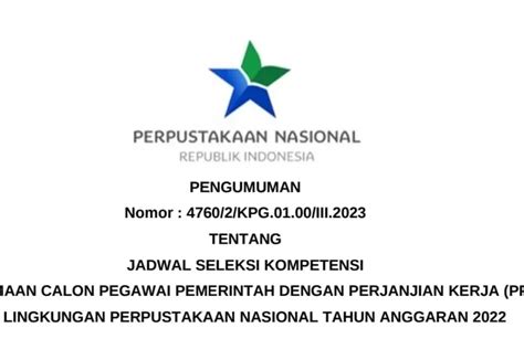 Kabar Bahagia Perpusnas Umumkan Lokasi Ujian Seleksi Kompetensi Pppk