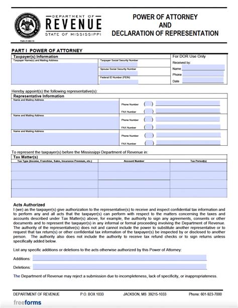 Free Mississippi Power Of Attorney Forms Pdf Word