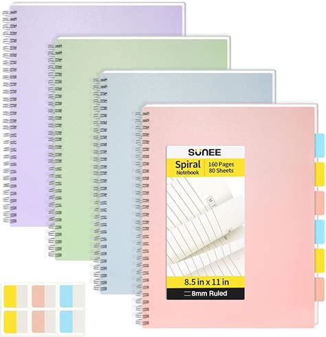 SUNEE 4 Pack Spiral Notebook Large Lined Journal Notebook 8 5 X 11