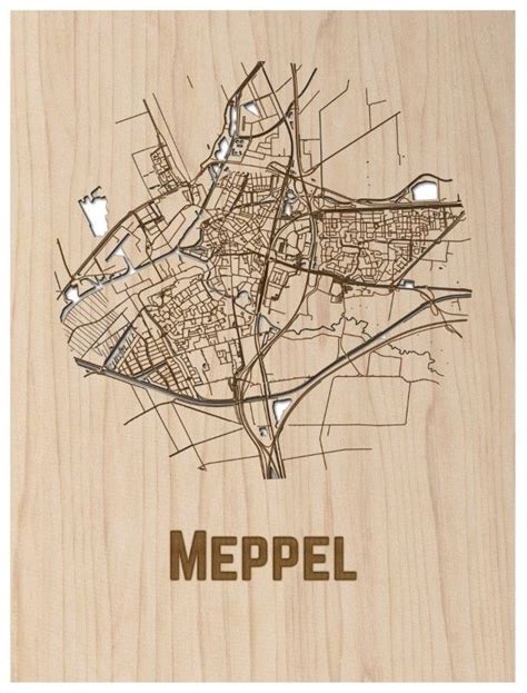 Unieke Plattegrond Van Meppel In Hout Gegraveerd En Gesneden Meppel Is