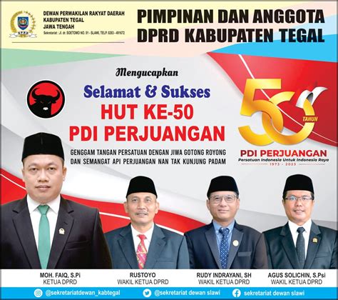 Selamat Hari Ulang Tahun Partai Demokrasi Indonesia Perjuangan - DRPD Kab. Tegal