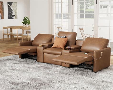 PaPaJet Power Recliner, Reclining Sectional Sofa with Console, 3 Seater ...