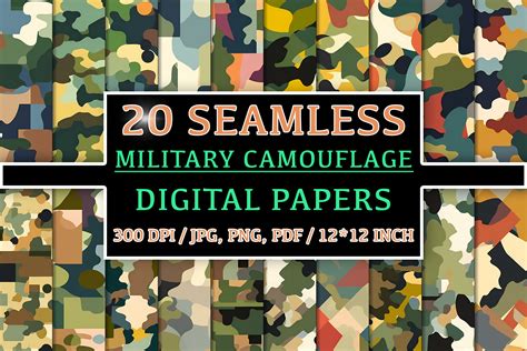 20 Seamless Military Camouflage Patterns Illustration Par Nordicdesign · Creative Fabrica