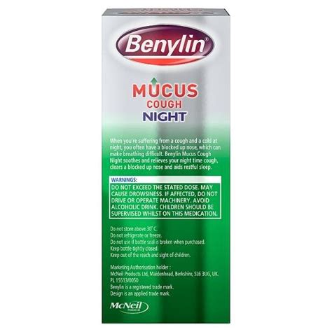 Benylin Mucus Cough Night Syrup 150ml Artofit