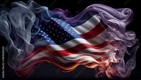 Usa Wavy Flag Made Of Smoke High Quality Image Generate Ai Stock