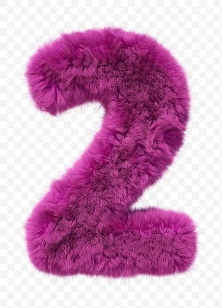 Premium Psd Pink Fur Alphabet Furry Number 2 Isolated