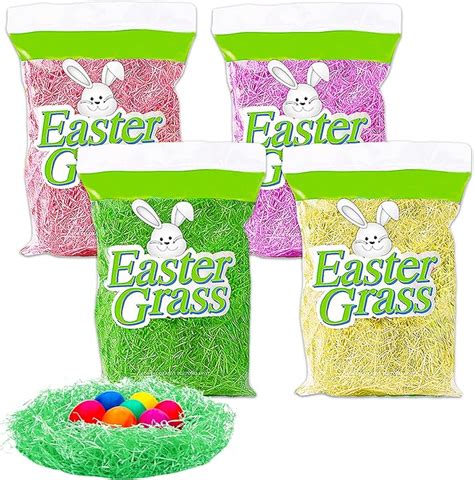 Easter Filler Plastic Easter Grass 4 Pack Green Yellow Pink And Purple Easter