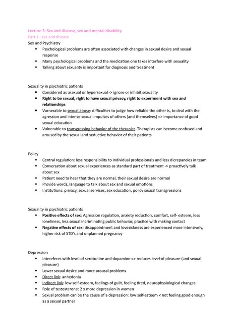 Lecture 3 Sexuality Lecture 3 Sex And Disease Sex And Mental