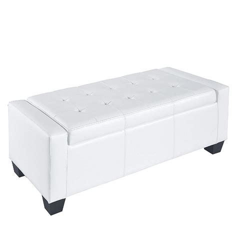 Homcom 51 Faux Leather Rectangular Tufted Storage Ottoman For Living