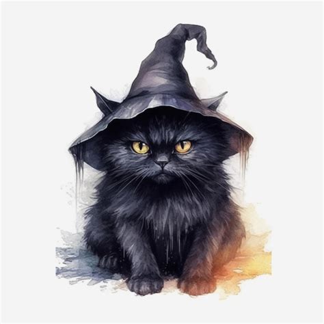 Premium AI Image There Is A Black Cat Wearing A Witch Hat And Sitting