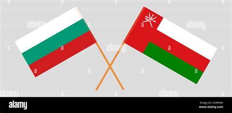 Crossed Flags Of Oman And Bulgaria Official Colors Correct Proportion