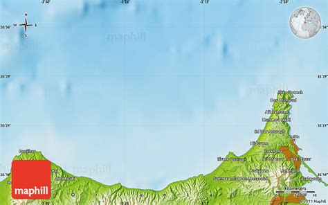 Physical Map of Melilla