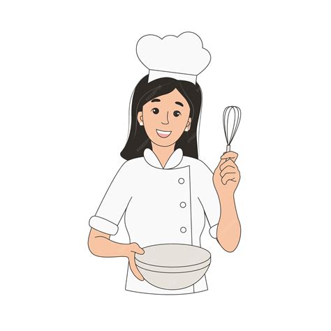 Premium Vector | Pastry chef woman in uniform and chefs hat clip art