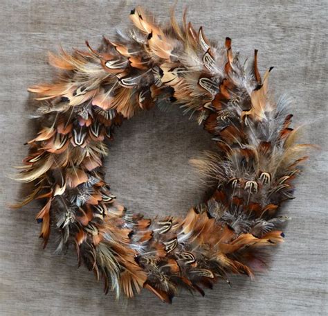 Handmade Male Pheasant Feather Wreath Bound In Suede With Etsy