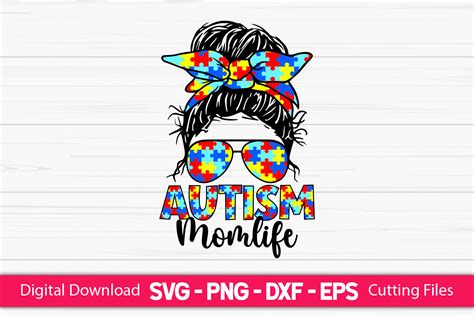 Autism Mom Life Messy Bun Graphic By Craftartsvg · Creative Fabrica