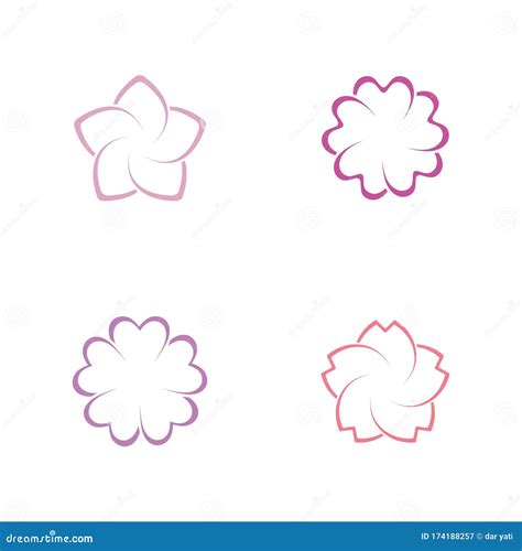 Set Of Sakura Flower Icon Logo Vector Stock Vector Illustration Of