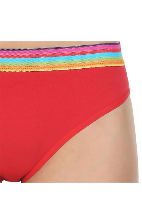 Pack Of 3 High Cut Bikini Style Cotton Printed Briefs In Assorted