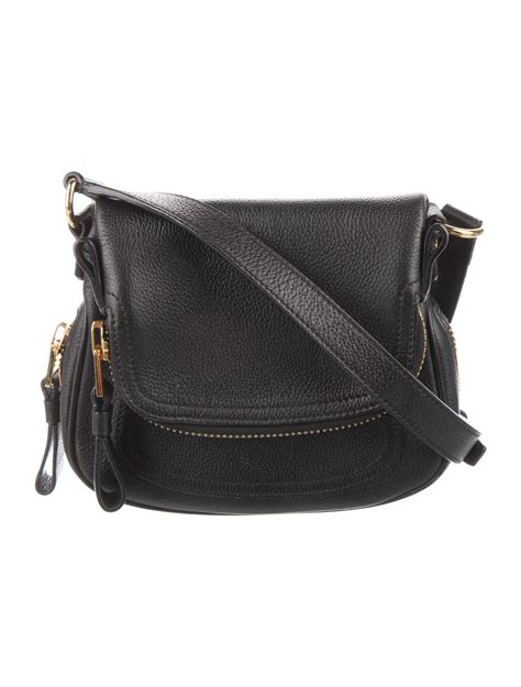 Tom Ford Pebbled Leather Flap Crossbody Bag Black Crossbody Bags