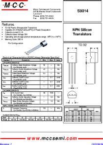 S9014 datasheet - Package Type : TO-92 Plastic-encapsulate Bipolar ...