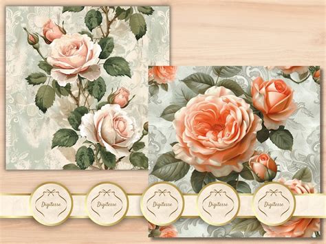 Vintage Rose Junk Journal Printable Pages Pink Shabby Chic Scrapbook