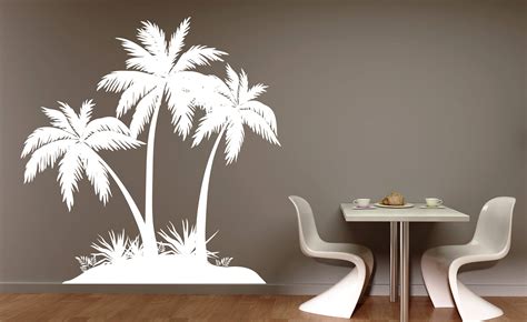 Island Palm Tree Wall Decal 3 Palm Trees Vinyl Sticker Etsy Canada