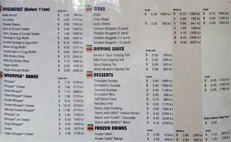 Menu At Hungry Jack S Burgers Beenleigh Restaurant Beenleigh