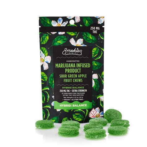 Smokiez Hybrid Sour Green Apple Fruit Chews 250mg Mo Smokiez Edibles