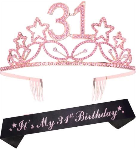 St Birthday Sash Tiara Set For Women Glitter Sash Rhinestone