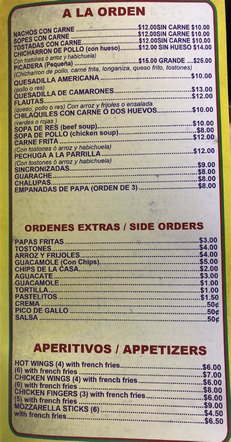 Menu At DJ C Reyna Restaurant Mexican Food Yonkers Dr M L K Jr Blvd